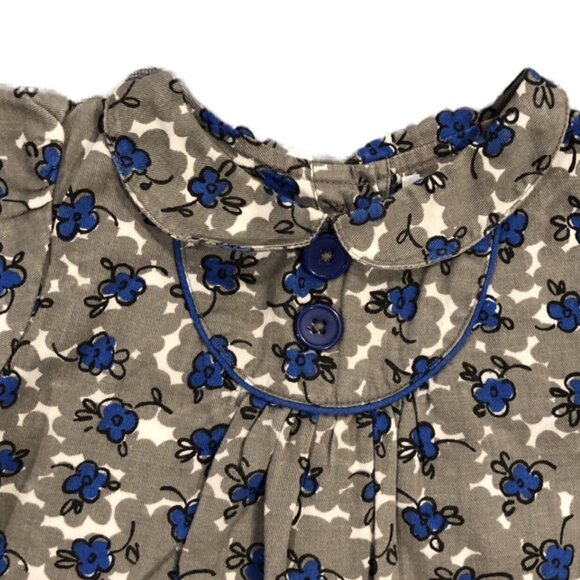 Baby Boden 6-12m Grey & Blue Floral Pretty Collar Dress - Picture 3 of 5